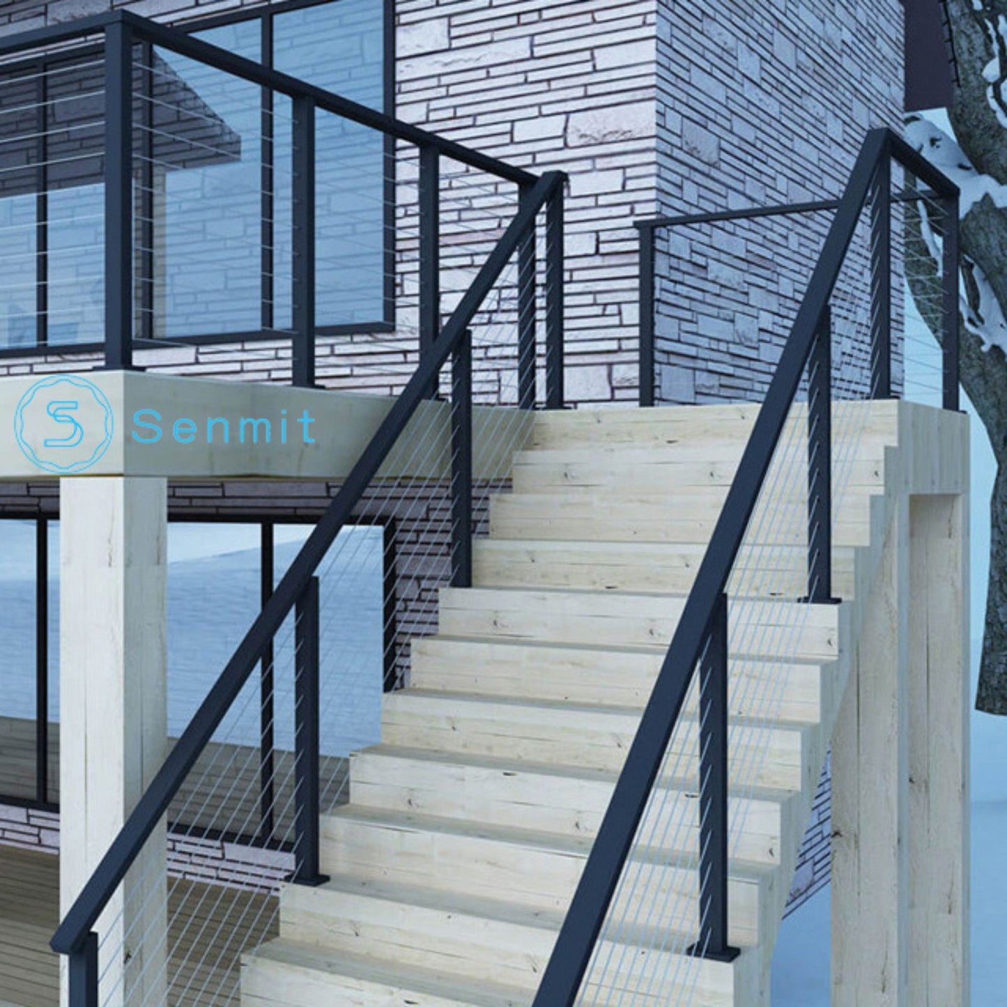 Senmit Stainless Steel Top Rail for Senmit Cable Railing Post-( 2-3/8