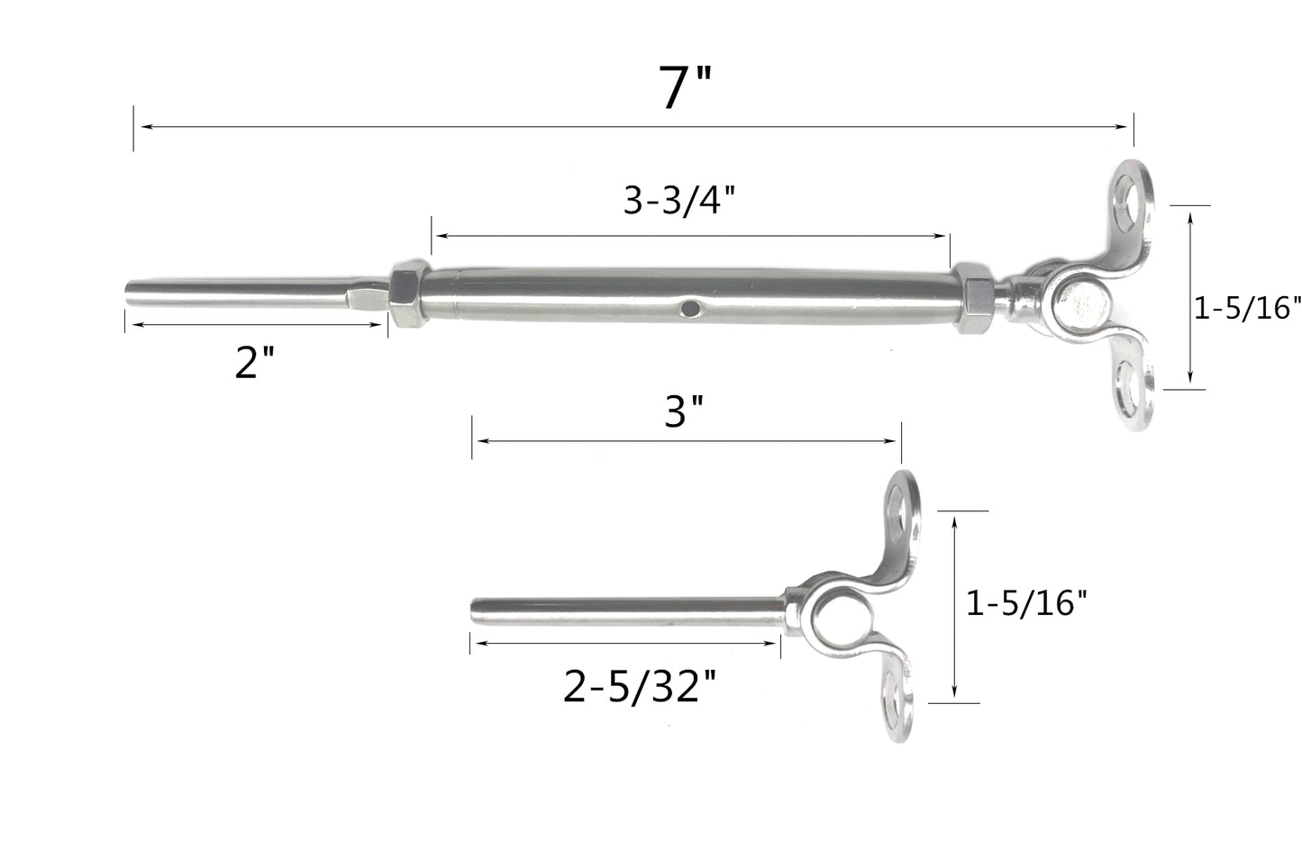 Senmit Stainless Steel Turnbuckle Deck Toggle Set for 1/8 Cable Railing, DT10