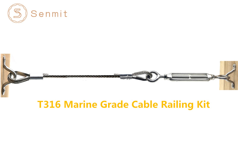 Senmit 1/8 Stainless Steel Aircraft Wire Rope for Deck Cable Railing Kit,7x7 300Feet T316 Marin Grade - Senmit 