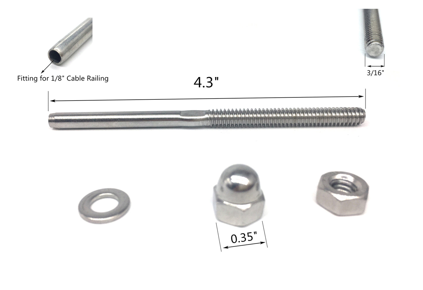 Senmit Threaded Terminal Stud End,for 1/8