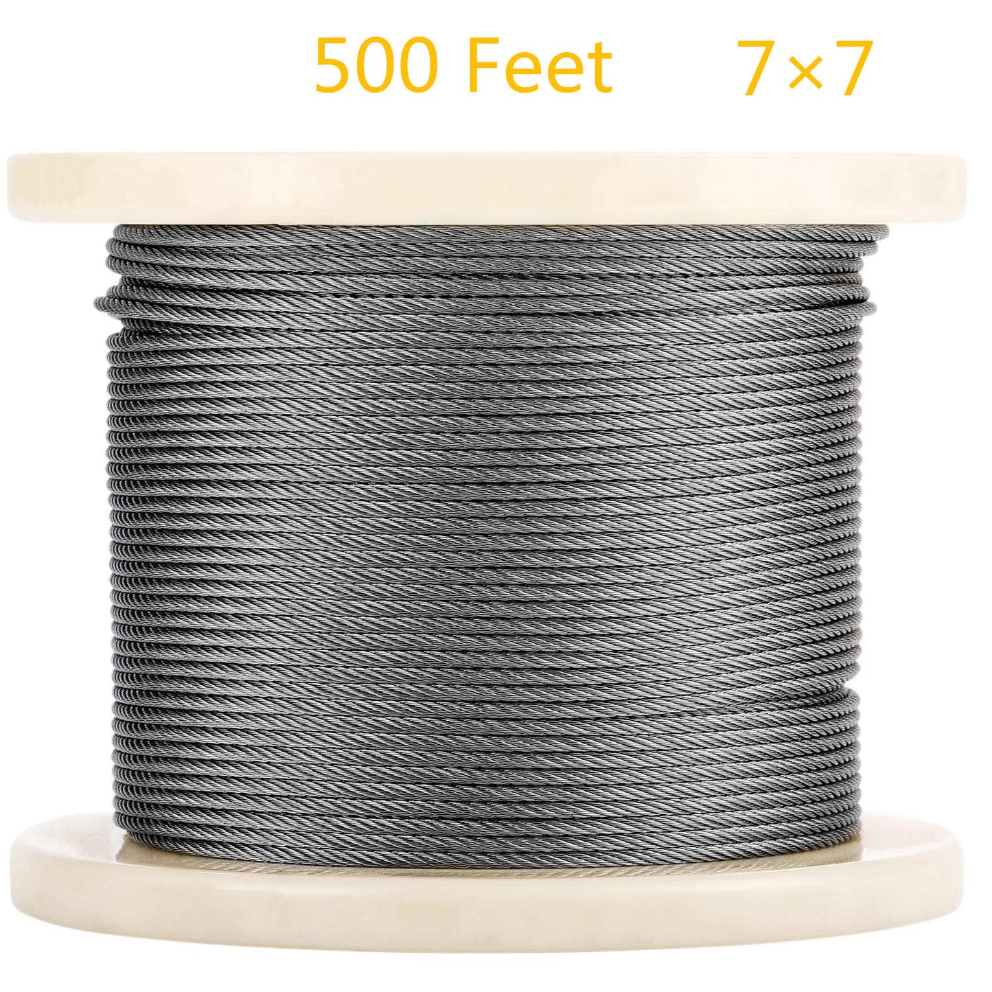 Senmit 1/8 Stainless Steel Aircraft Wire Rope for Deck Cable Railing Kit, 7 x 7 500 Feet 316 Marine Grade,SC500