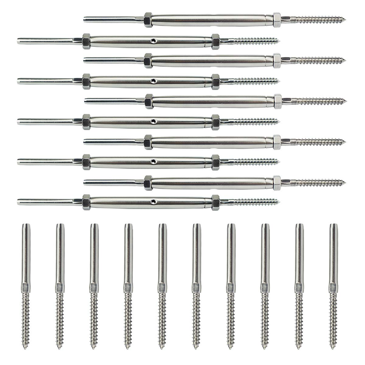 Senmit Lag Screw Swage Turnbuckle and lag Screws Cable Railing Tensioner Kit 1/8