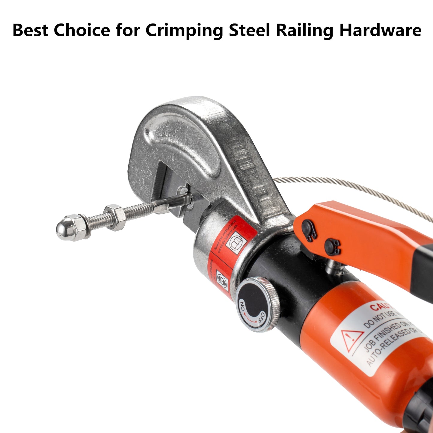 Senmit 10 Ton Hydraulic Cable Crimper Hand Tool for 1/8, 3/16 Stainless Steel Cable Railing Fittings HC01