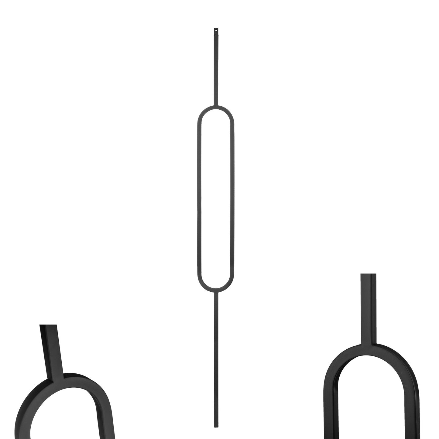 S05 - Wrought Iron Balusters – Set of 10 Deck Balusters - 1/2 -inch Hollow Single Oval Iron Spindles – Satin Black Metal Railing