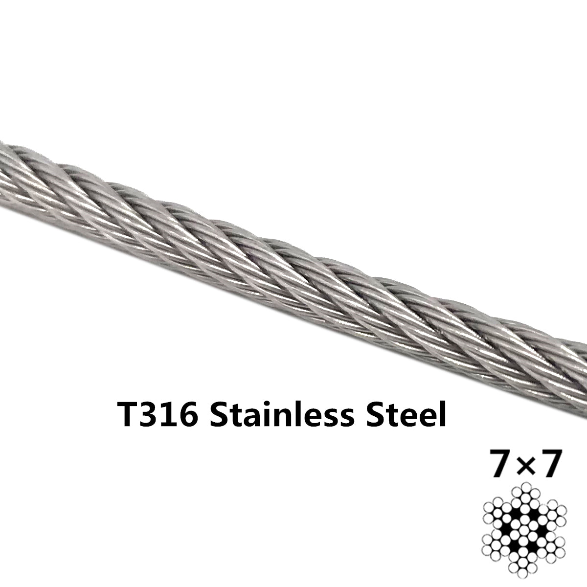 Senmit 1/8 Stainless Steel Aircraft Wire Rope for Deck Cable Railing Kit,7x7 200Feet T316 Marin Grade,SC200