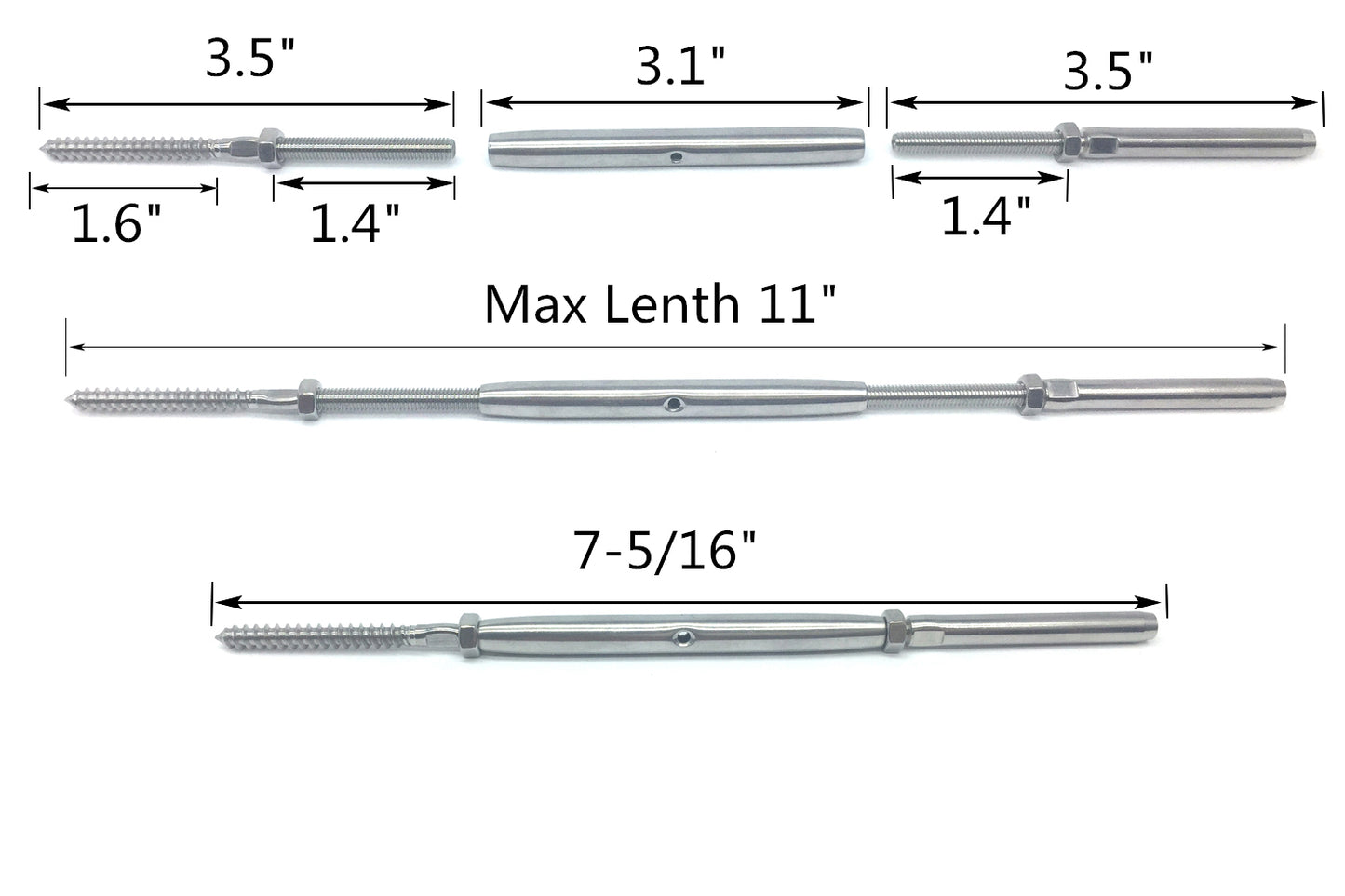 Senmit Lag Screw Swage Turnbuckle and lag Screws Cable Railing Tensioner Kit 1/8