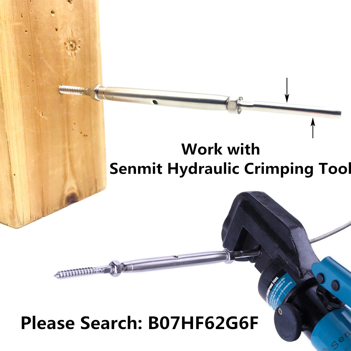 Senmit Lag Screw Swage Turnbuckle and lag Screws Cable Railing Tensioner Kit 1/8