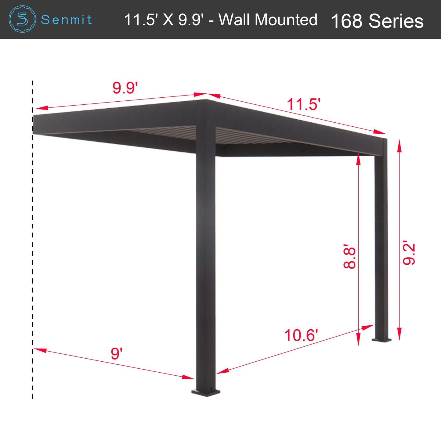 Senmit Wall Mount Aluminum Pergola Kit