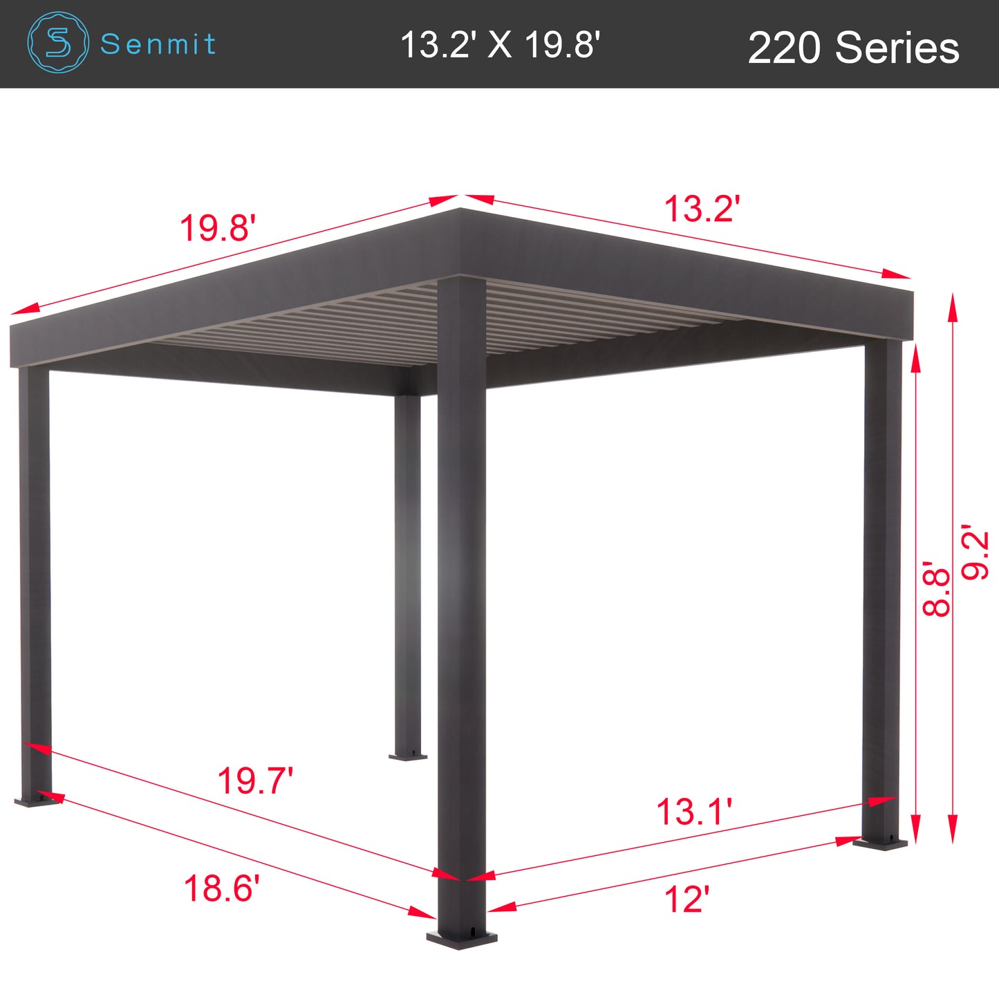 Senmit Freestanding Aluminum Gazebo Kit with LED Lighting