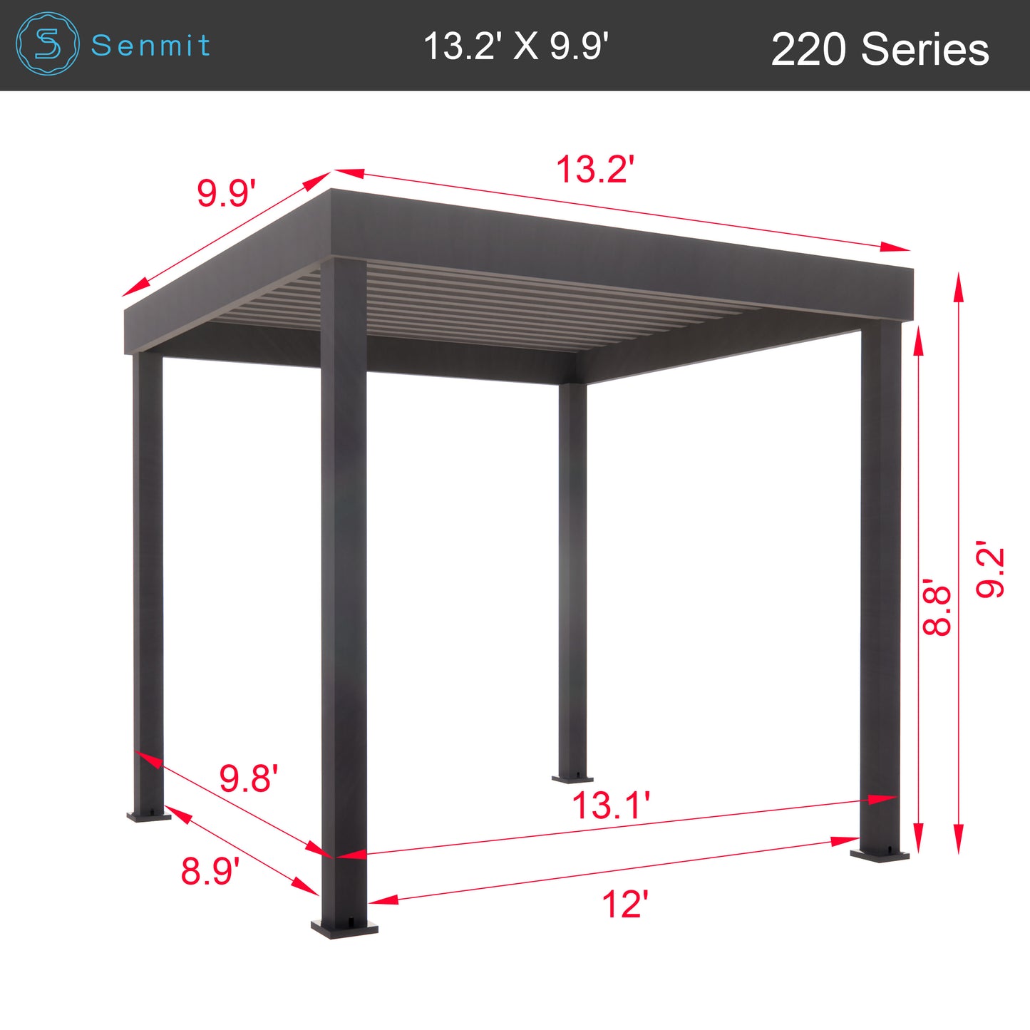 Senmit Freestanding Aluminum Gazebo Kit with LED Lighting