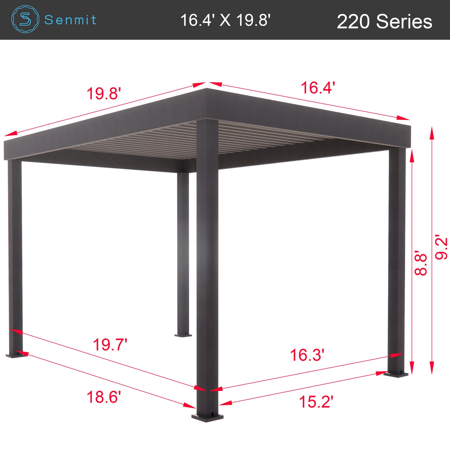 Senmit Freestanding Aluminum Gazebo Kit with LED Lighting