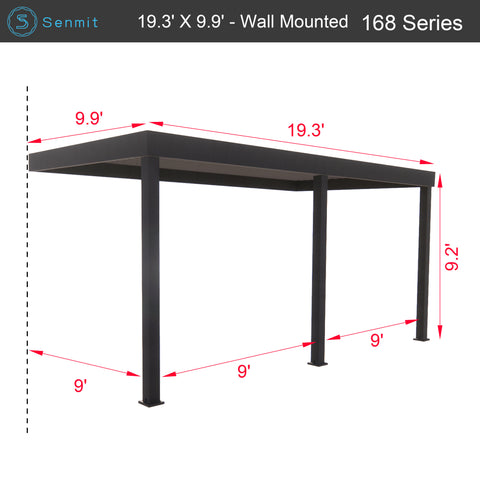 9.9‘×19.3’ / White / Wall Mounted-Waterproof Roof Blades (168Series)