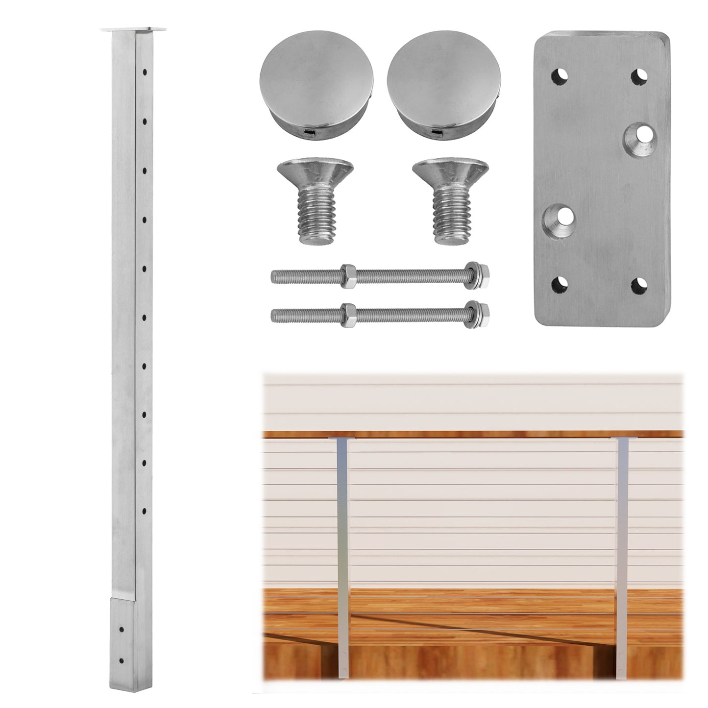 Fascia Mount Cable Railing Post Stainless Steel Brush Finishing-FP01