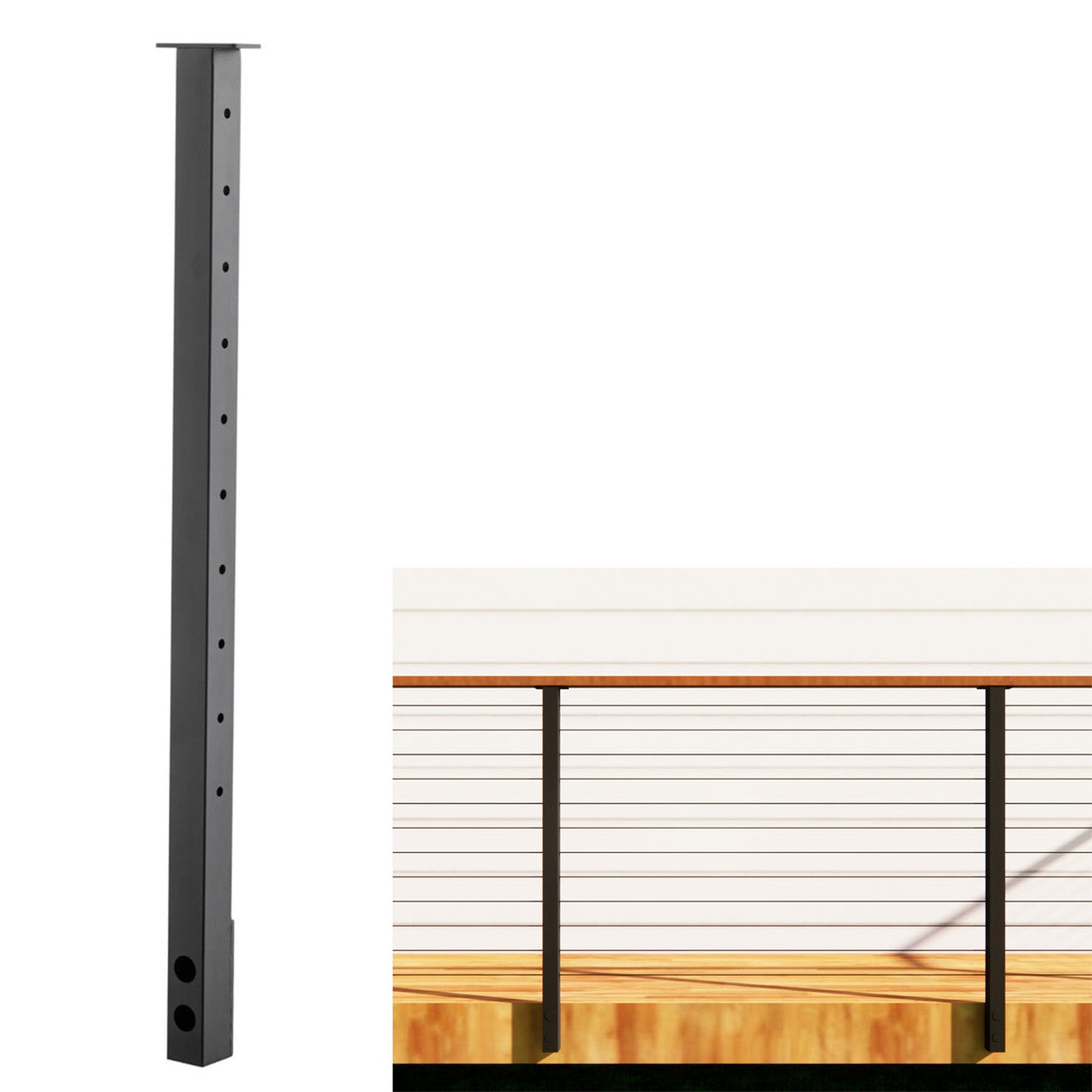 Side Mount Cable Railing Post | Fascia Mount Cable Railing Post – Senmit