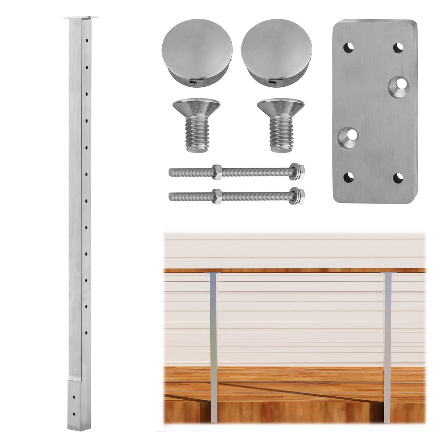 Fascia Mount Cable Railing Post Stainless Steel Brush Finishing-FP01