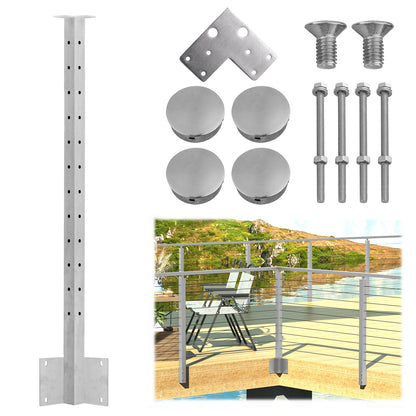 Fascia Mount Cable Railing Post Stainless Steel Brush Finishing-FP01