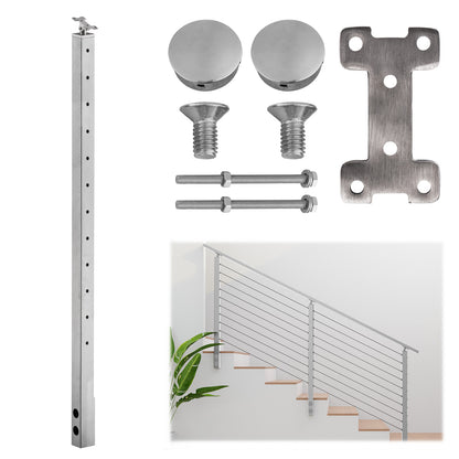 Fascia Mount Cable Railing Post Stainless Steel Brush Finishing-FP01