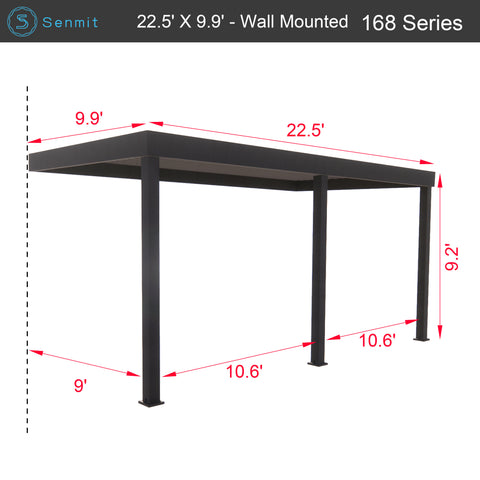 9.9‘×22.5’ / White / Wall Mounted-Waterproof Roof Blades (168Series)