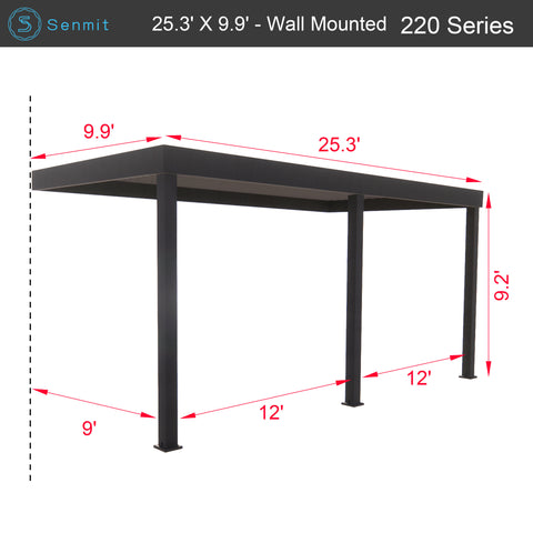 9.9‘×25.3’ / White / Wall Mounted-Waterproof Roof Blades (220Series)