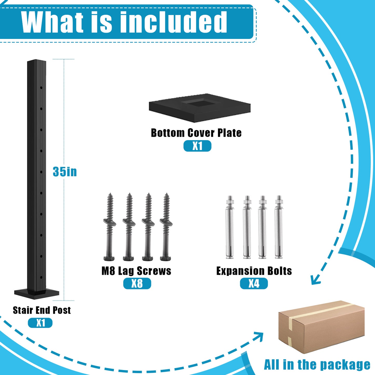 Senmit Aluminum Surface Mount Cable Railing Post - Modern Design, Superior Strength, Effortless Installation