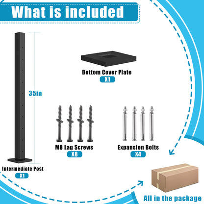 Senmit Aluminum Surface Mount Cable Railing Post - Modern Design, Superior Strength, Effortless Installation