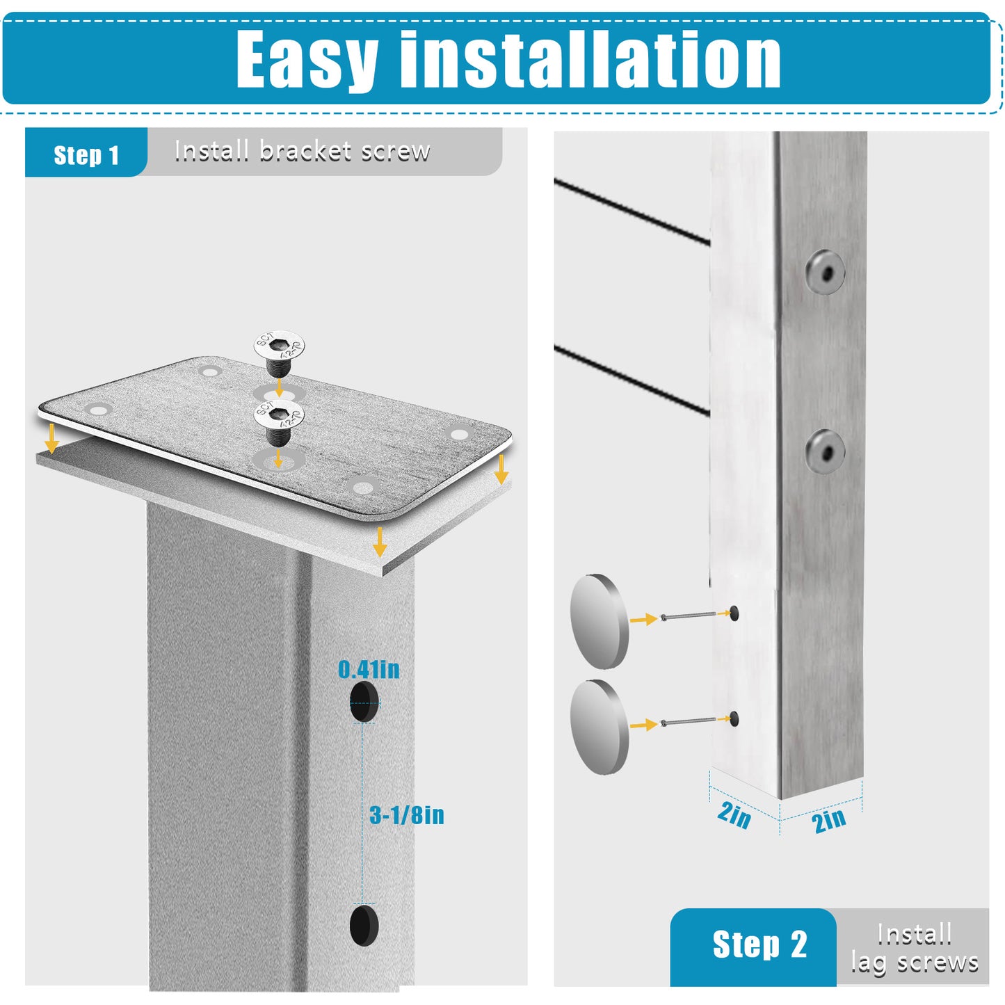 Fascia Mount Cable Railing Post Stainless Steel Brush Finishing-FP01