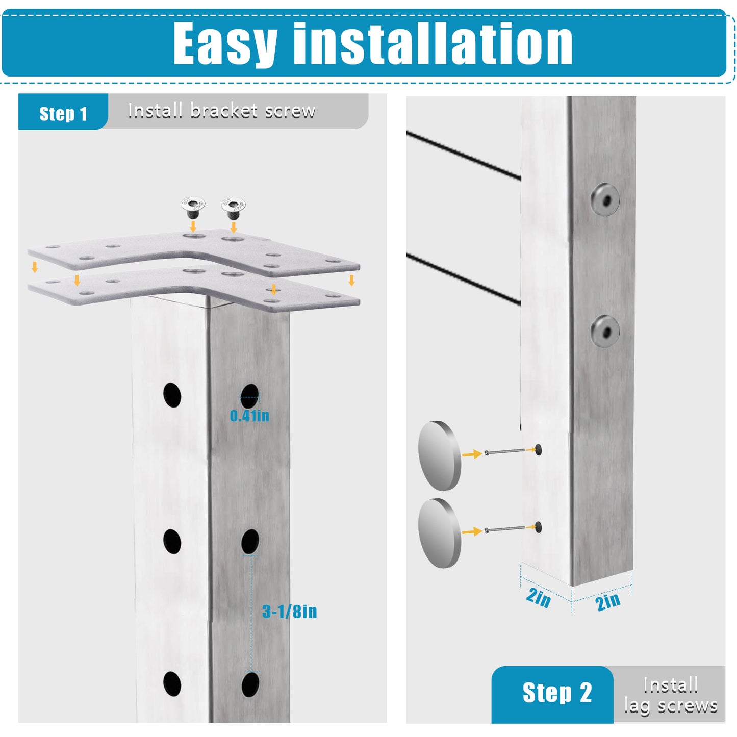 Fascia Mount Cable Railing Post Stainless Steel Brush Finishing-FP01