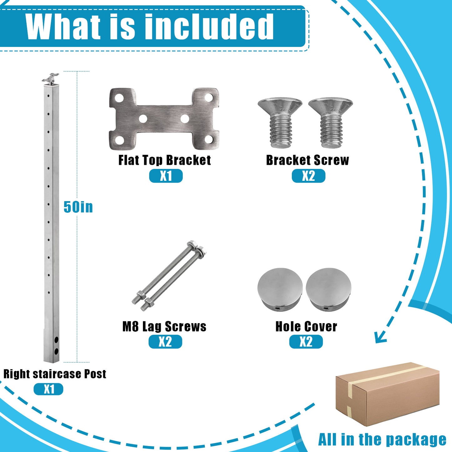 Fascia Mount Cable Railing Post Stainless Steel Brush Finishing-FP01