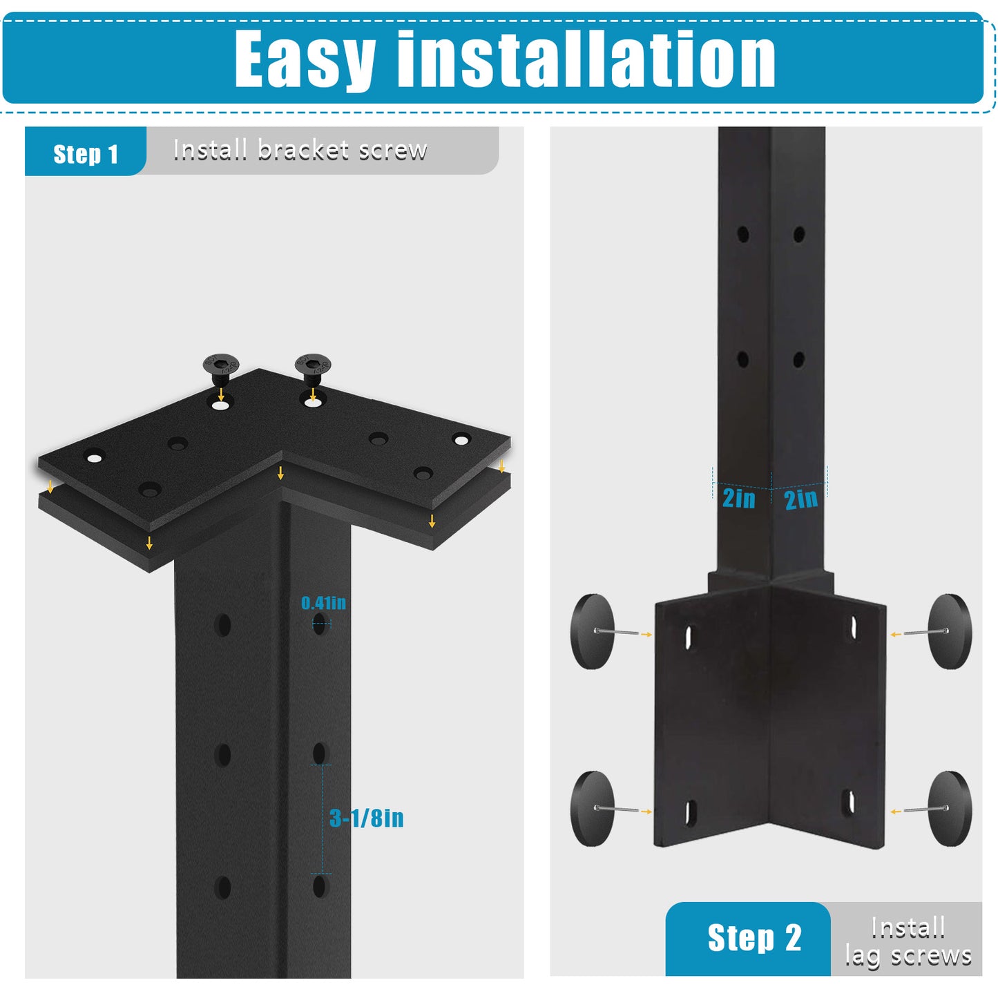 Fascia Mount Cable Railing Post Stainless Steel Matte Black-FP02