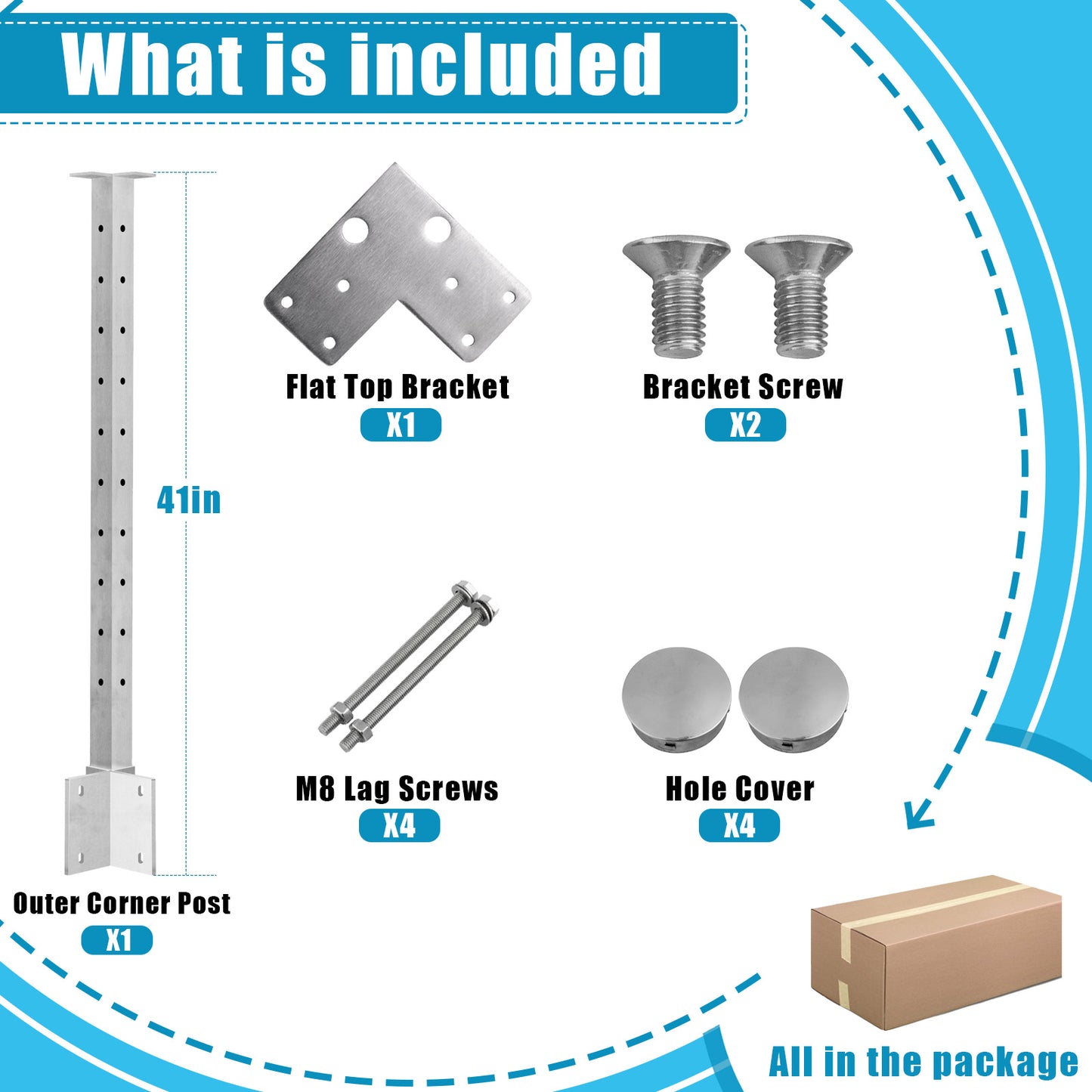 Fascia Mount Cable Railing Post Stainless Steel Brush Finishing-FP01