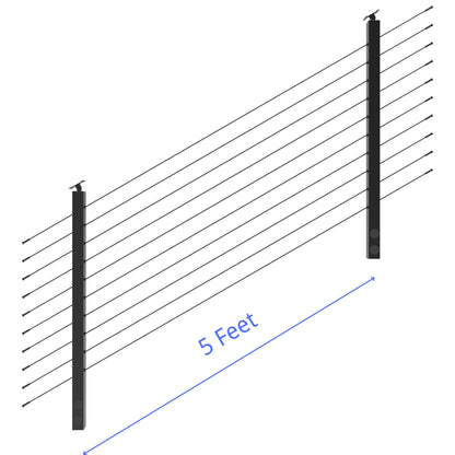 Senmit 36" Black Fascia Mount 5ft-20ft All-in-One Complete  Stair Cable Railing System DIY Kit (No Handrail)