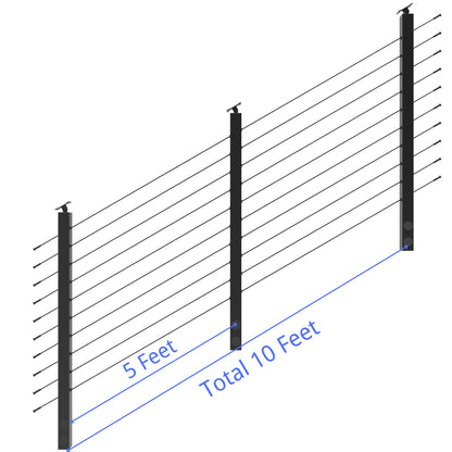 Senmit 36" Black Fascia Mount 5ft-20ft All-in-One Complete  Stair Cable Railing System DIY Kit (No Handrail)