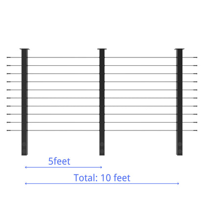 Senmit 36" Black Fascia Mount 5ft-25ft All-in-One Complete  Cable Railing System DIY Kit (No Handrail)