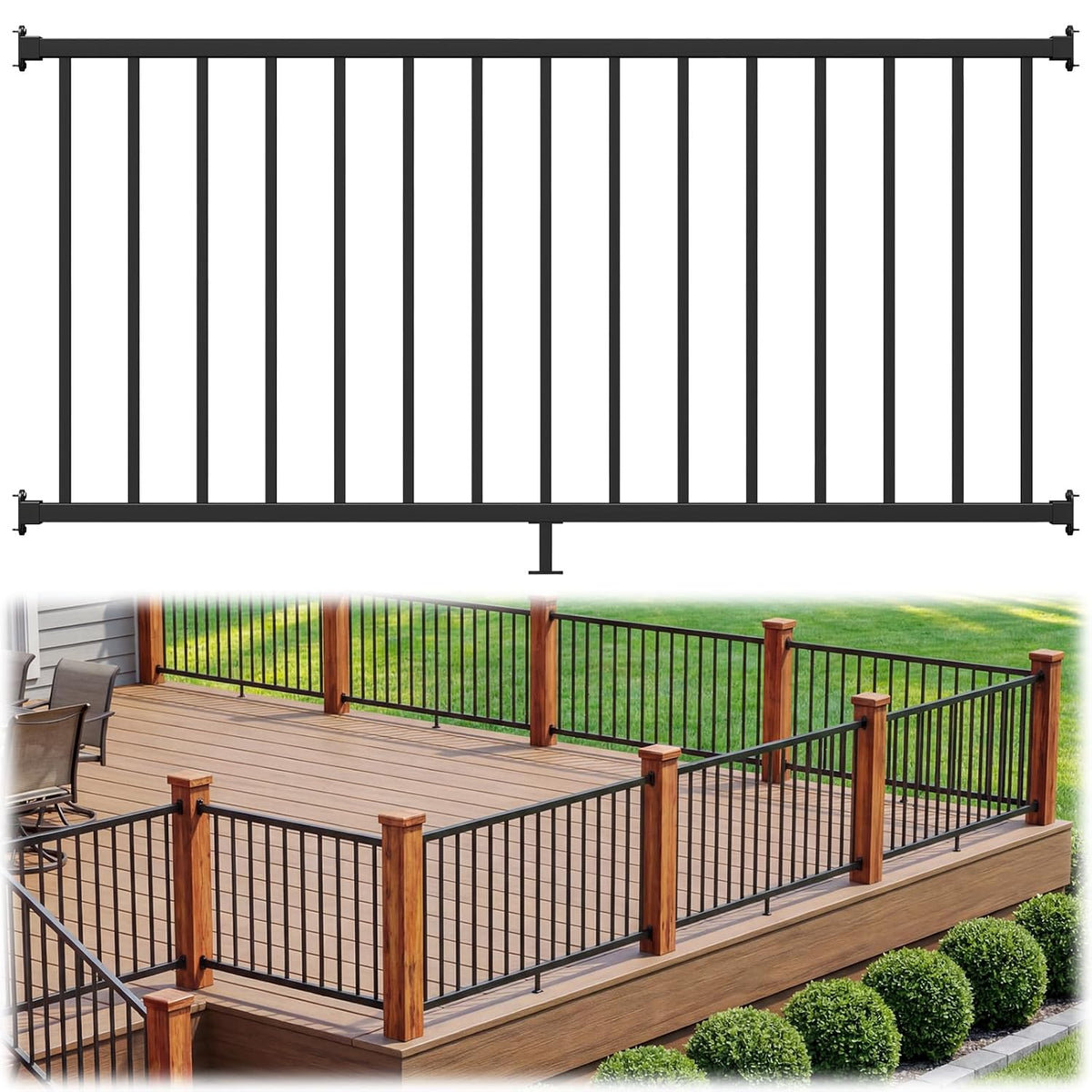 SENMIT 36-Inch Aluminum Level Railing Kit  (39-Inch Posts not included)