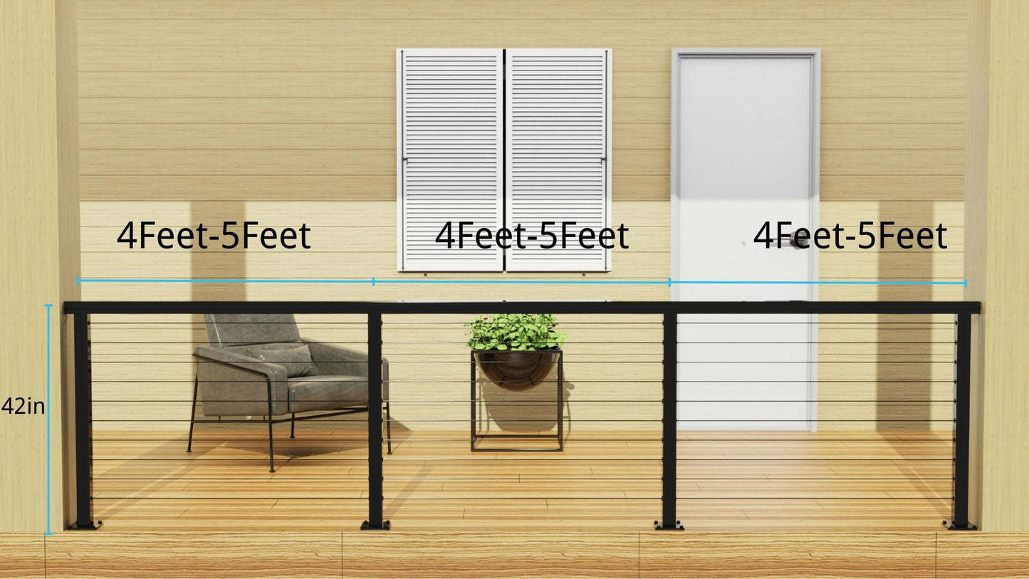 Senmit 36in Aluminum Surface Mount Cable Railing Post - Modern Design, Superior Strength, Effortless Installation