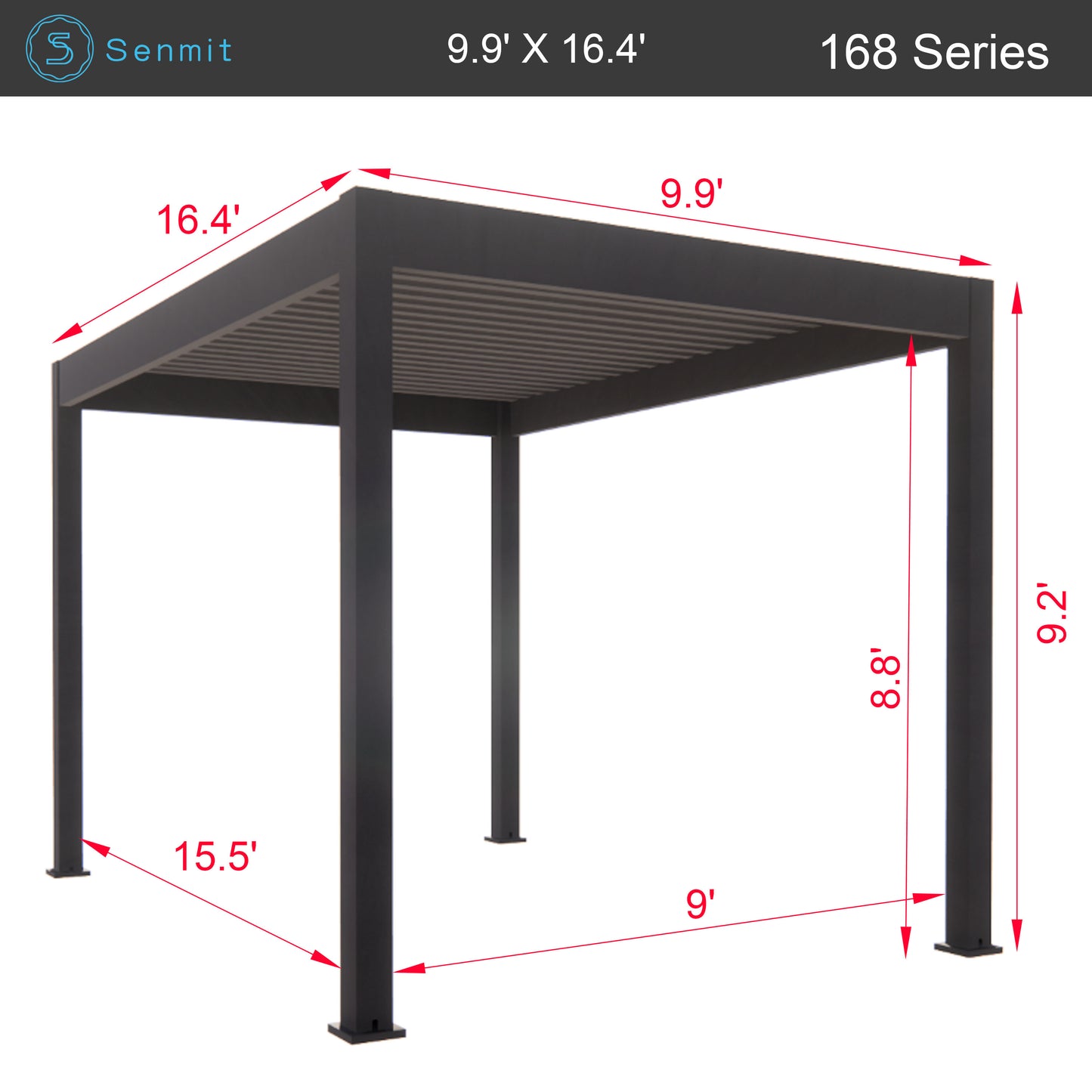 Senmit Freestanding Aluminum Gazebo Kit with LED Lighting