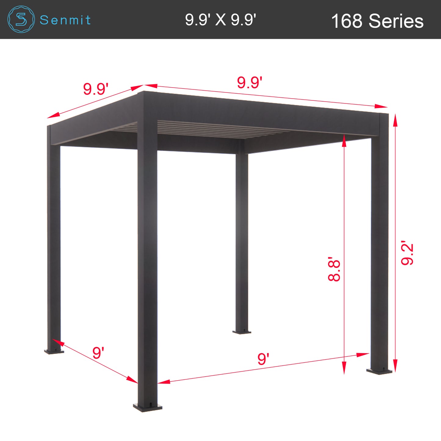 Senmit Freestanding Aluminum Gazebo Kit with LED Lighting