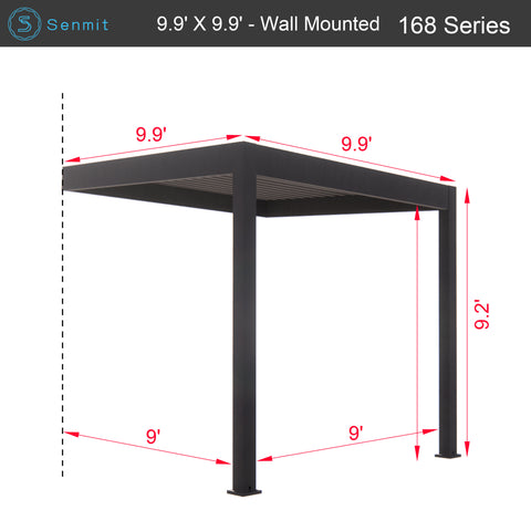 9.9'×9.9‘ / White / Wall Mounted-Waterproof Roof Blades (168Series)