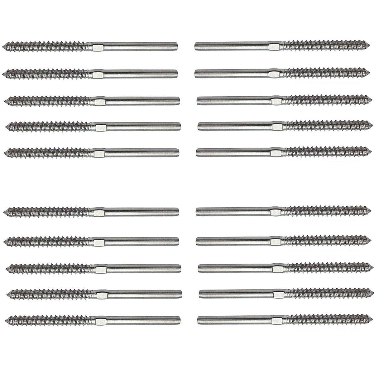 Senmit Swage Lag Screws Left & Right for 1/8" Cable Railing, 316 Stainless Steel Stair Deck Railing Wood Post  System,LS30