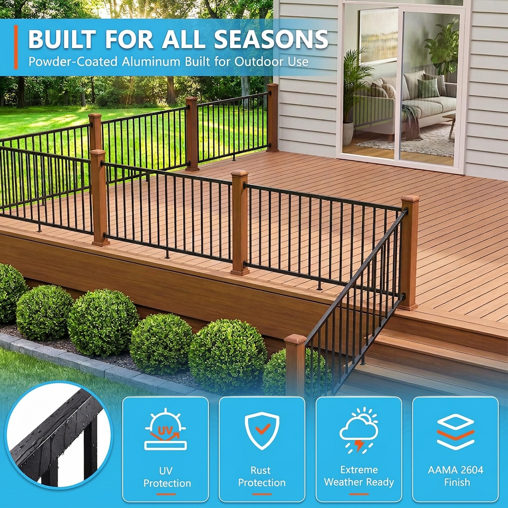 SENMIT 36-Inch Aluminum Level Railing Kit  (39-Inch Posts not included)