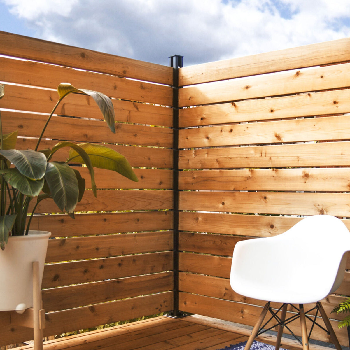 SENMIT Aluminum Privacy Fence Post Kit, 6 ft., Matte Black