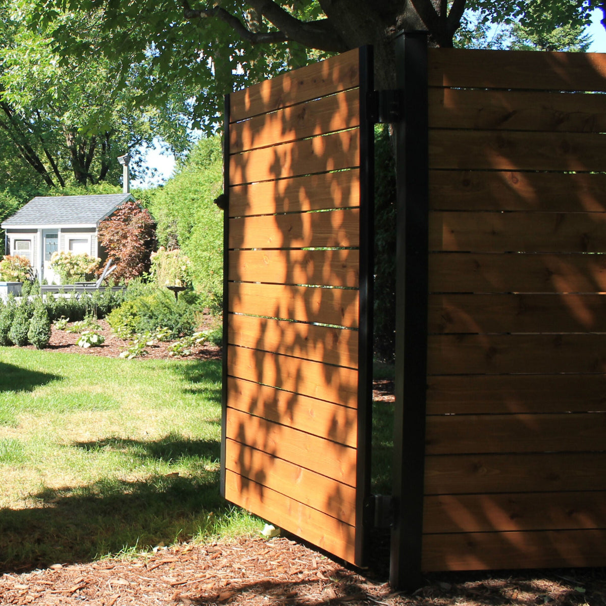 SENMIT Aluminum Privacy Fence Post Kit, 8 ft., Matte Black