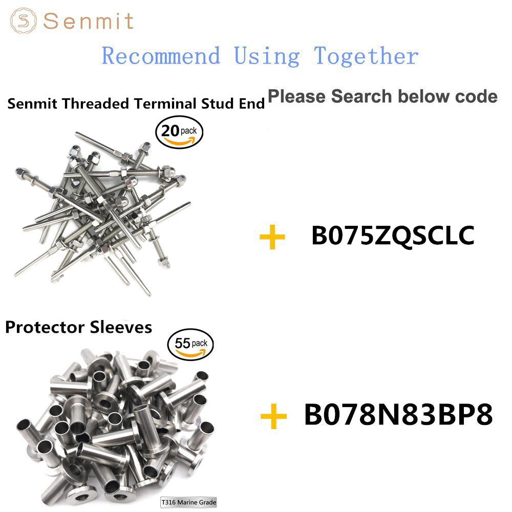 Senmit Stainless Steel Hand-Crimp Stemball Swages for 1/8