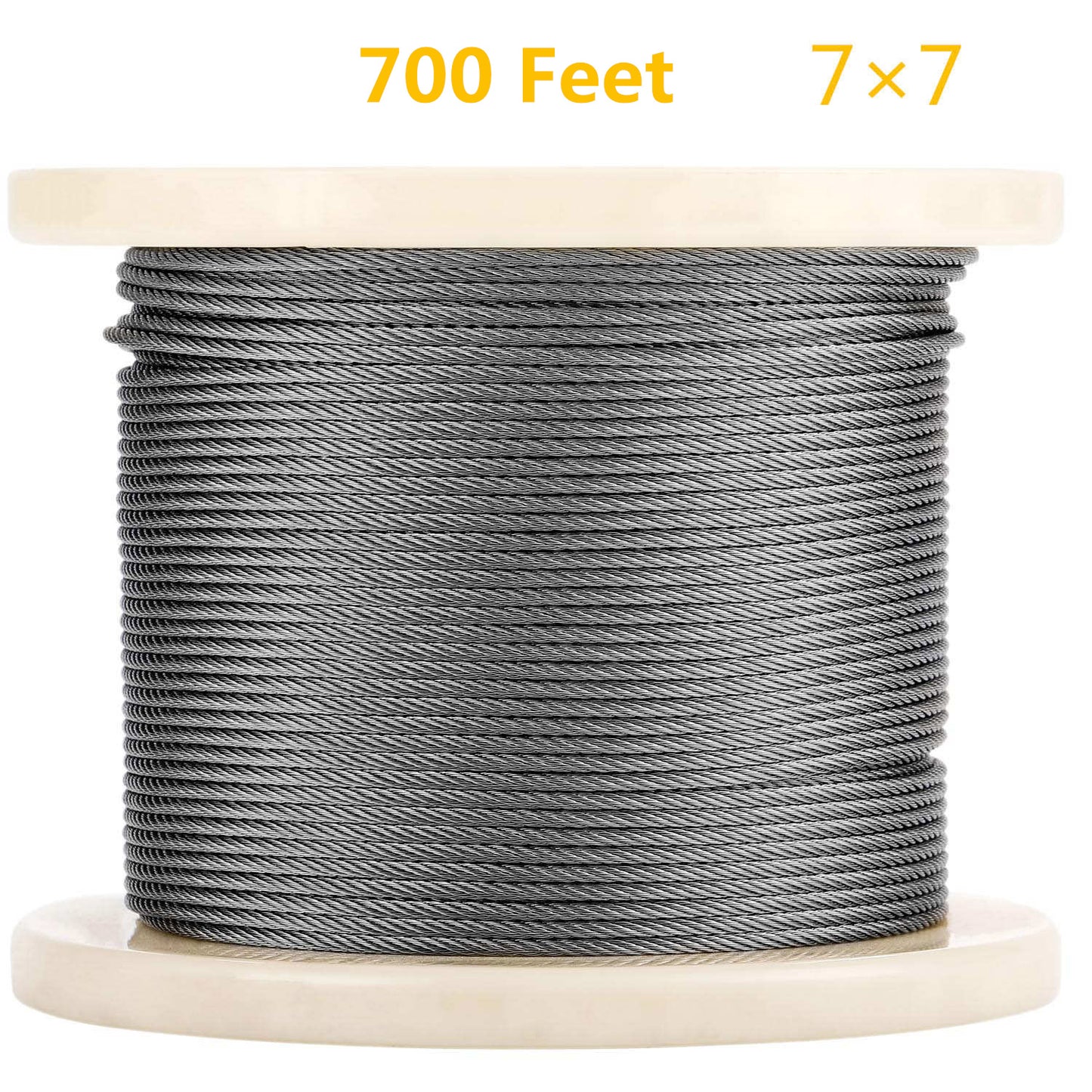 Senmit 1/8 Stainless Steel Aircraft Wire Rope for Deck Cable Railing Kit, 7 x 7 700 Feet T 316 Marine Grade