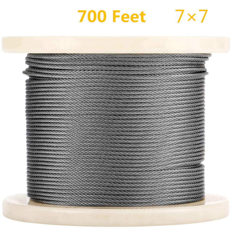 Senmit 1/8 Stainless Steel Aircraft Wire Rope for Deck Cable Railing Kit, 7 x 7 700 Feet T 316 Marine Grade - Senmit 