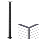Senmit Surface Mount  Cable Railing Post - Stainless Steel 2”x2” Square  Flat top Matte Black
