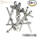 Senmit Threaded Terminal Stud End,for 1/8" Cable Deck Railing Hand Swage Stainless Steel T316 Marine Grade 10 Pack - Senmit 