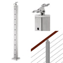 Senmit Surface Mount  Cable Railing Post - Stainless Steel 2”x2” Square  Flat top Brushed Finish-SP01
