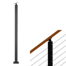Senmit Surface Mount  Cable Railing Post - Stainless Steel 2”x2” Square  Flat top Matte Black