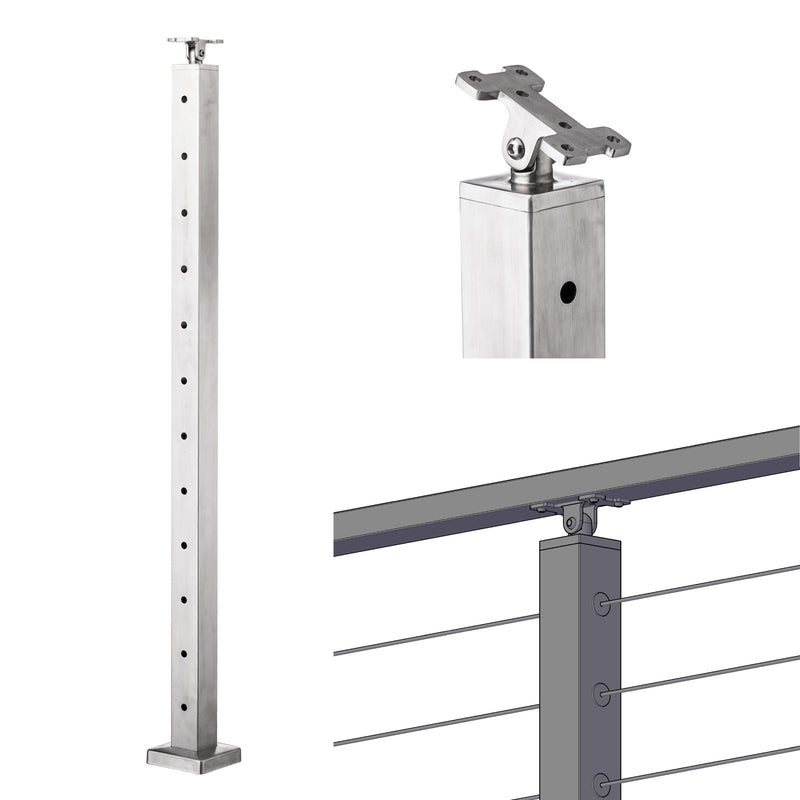 angle adjustable cable railing post